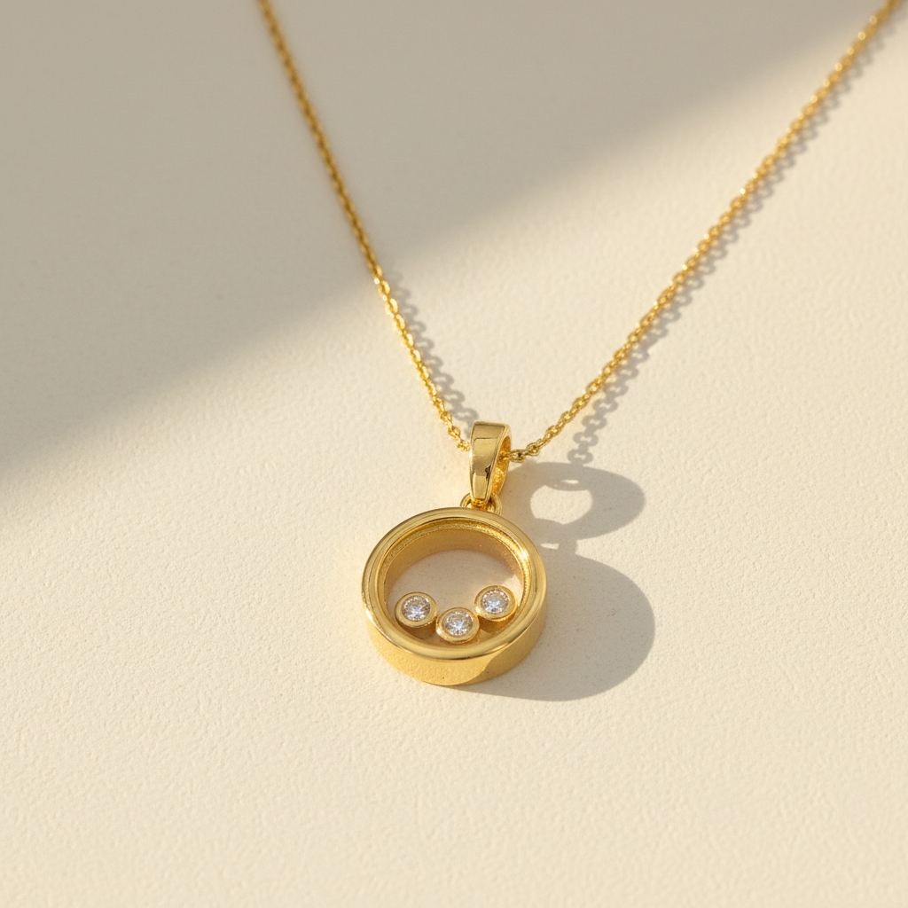 S925 Silver Round Shape Dancing Diamonds Pendent Necklace