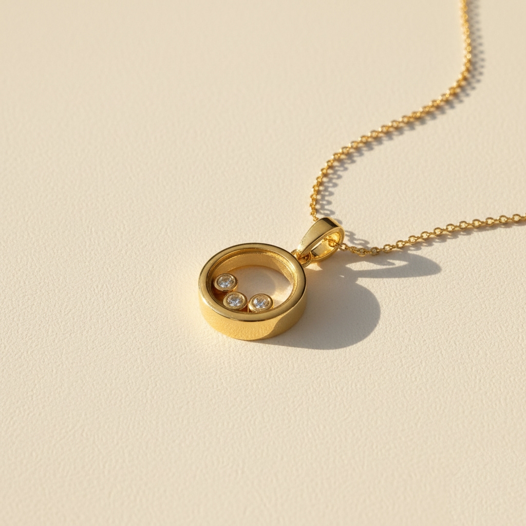 S925 Silver Round Shape Dancing Diamonds Pendent Necklace