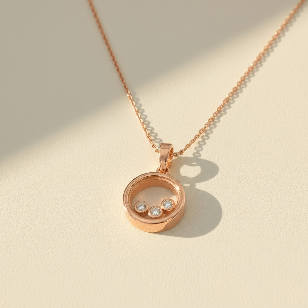 S925 Silver Round Shape Dancing Diamonds Pendent Necklace