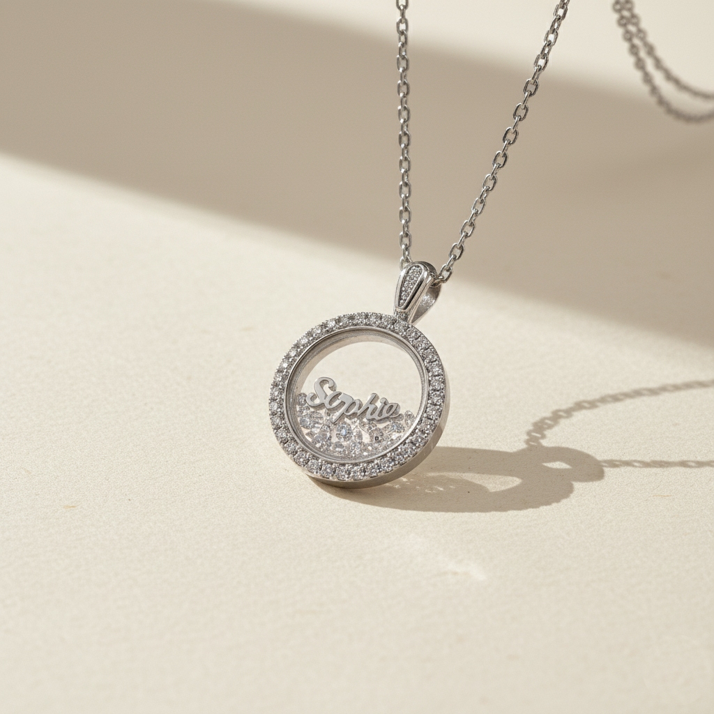 Customized Name Dancing Diamonds Pendant Necklace Customized Name Dancing Diamonds Pendant Necklace