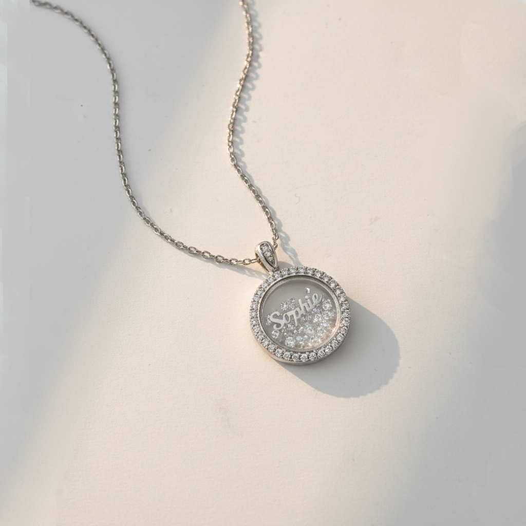 Customized Name Dancing Diamonds Pendant Necklace Customized Name Dancing Diamonds Pendant Necklace