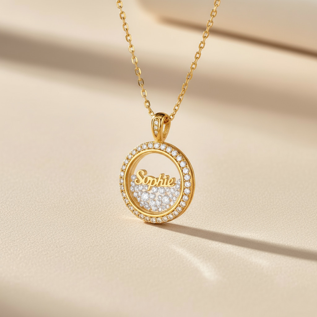 Customized Name Dancing Diamonds Pendant Necklace Customized Name Dancing Diamonds Pendant Necklace