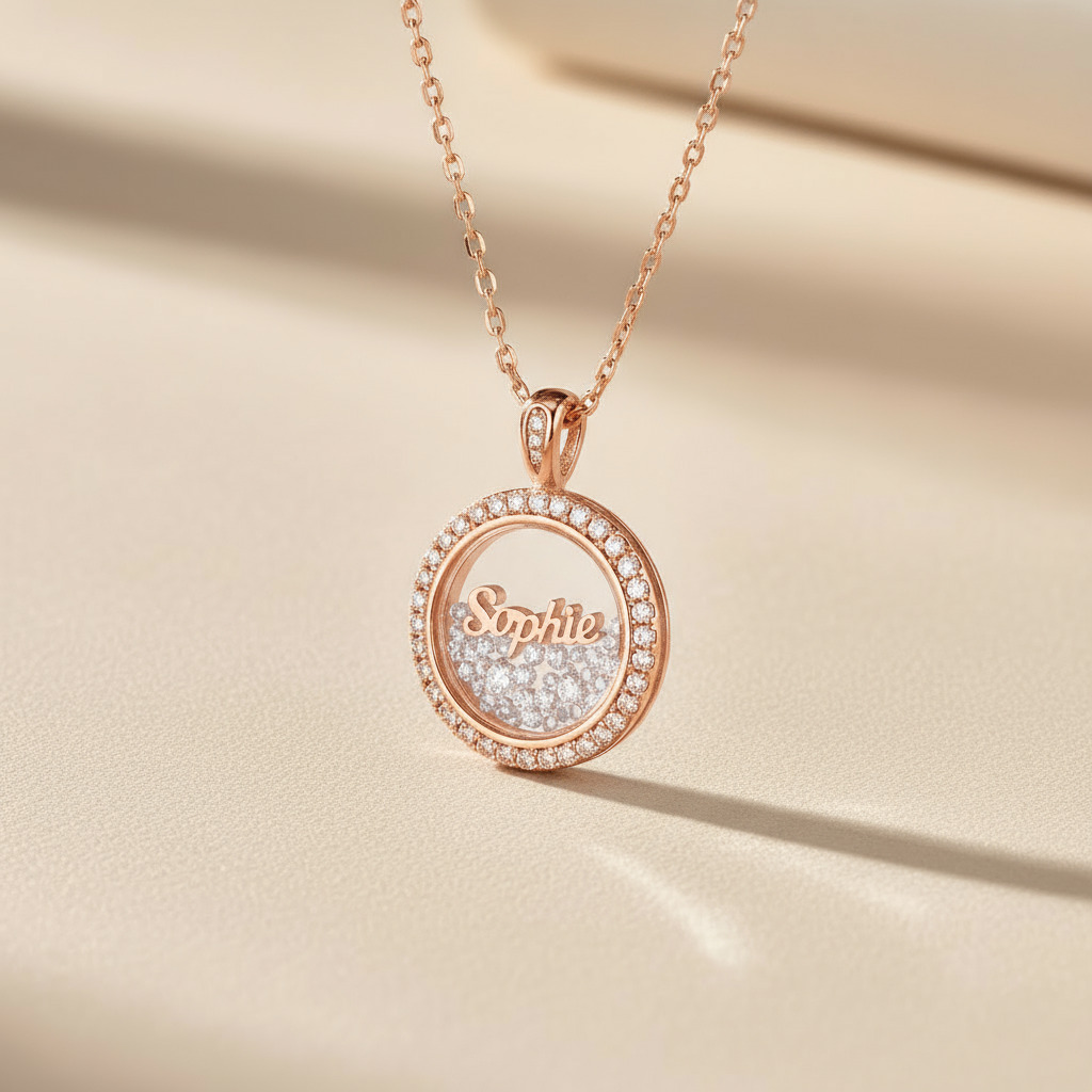 Customized Name Dancing Diamonds Pendant Necklace Customized Name Dancing Diamonds Pendant Necklace