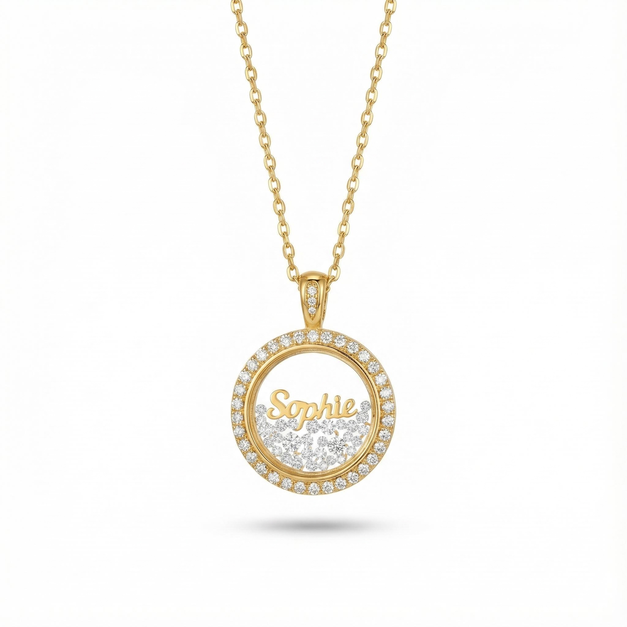 Customized Name Dancing Diamonds Pendant Necklace