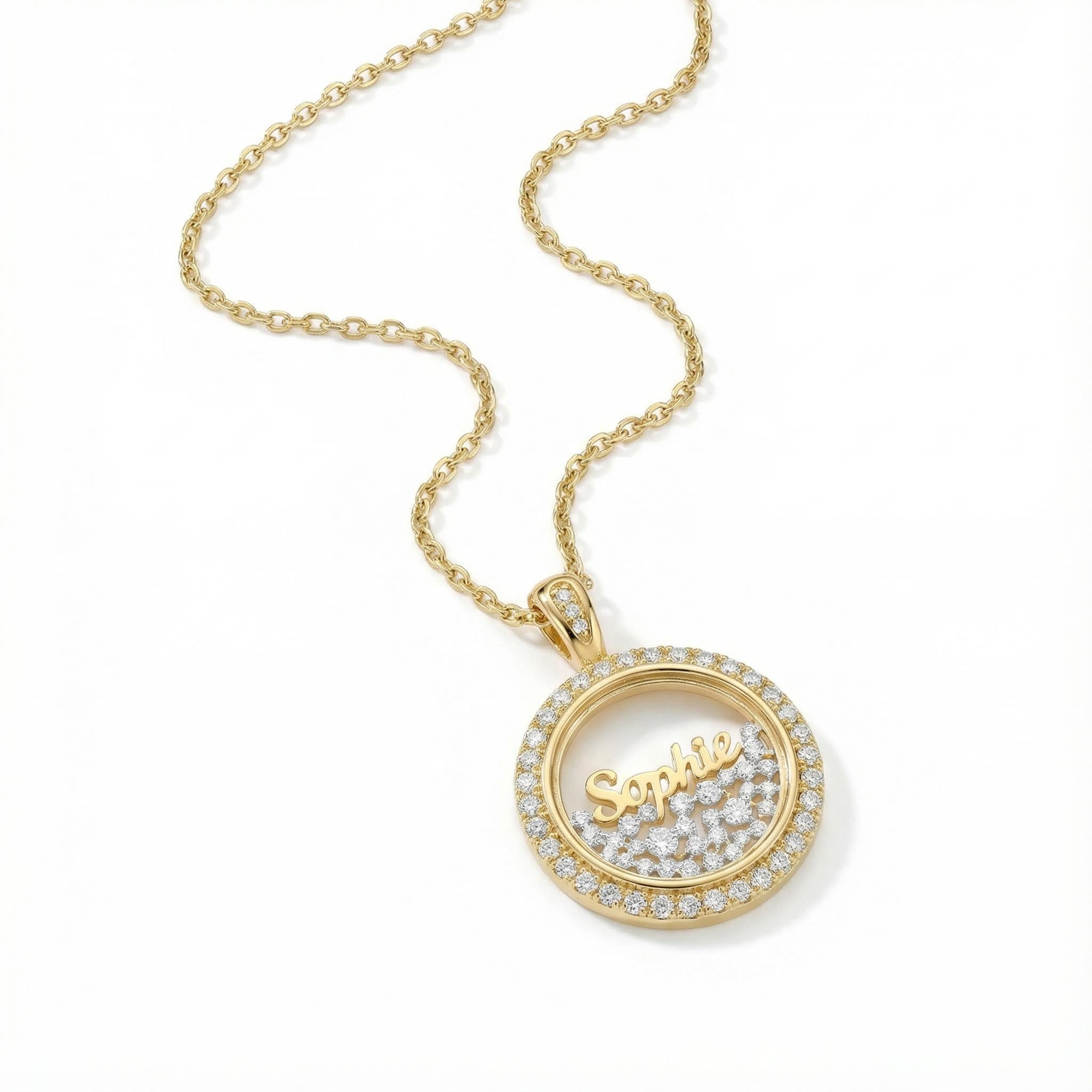 Customized Name Dancing Diamonds Pendant Necklace