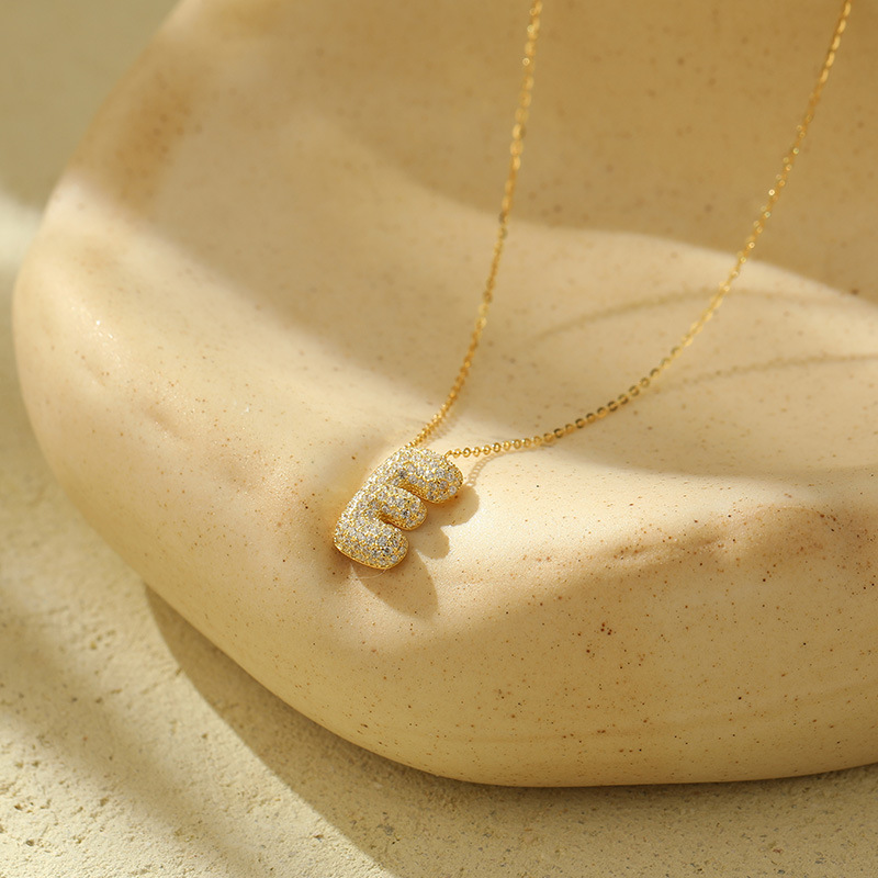 Customized S925 Silver Bubble Letter Pendant Necklace