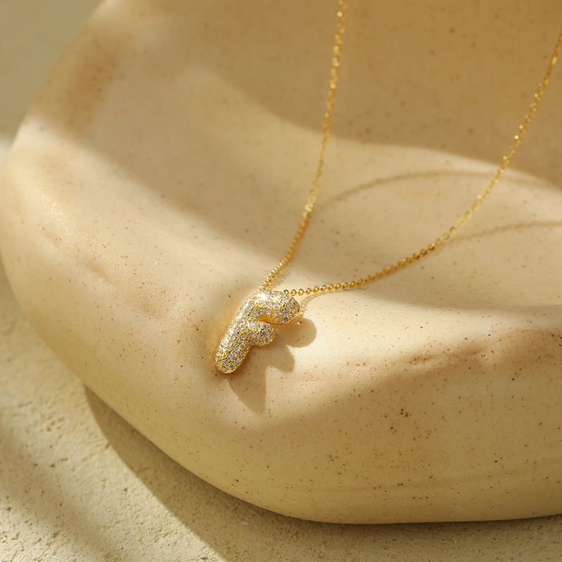 Customized S925 Silver Bubble Letter Pendant Necklace