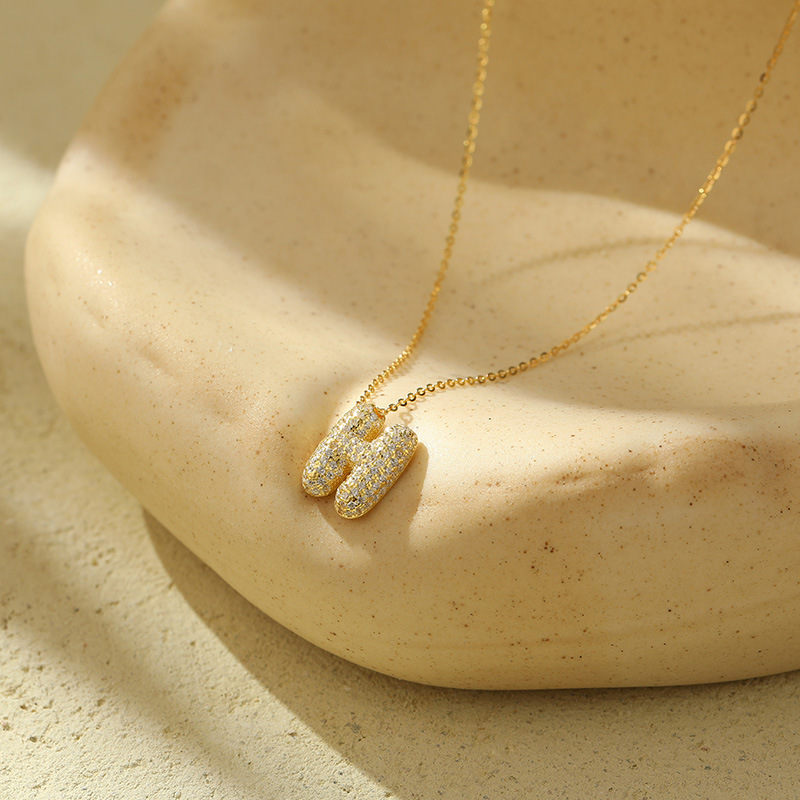 Customized S925 Silver Bubble Letter Pendant Necklace