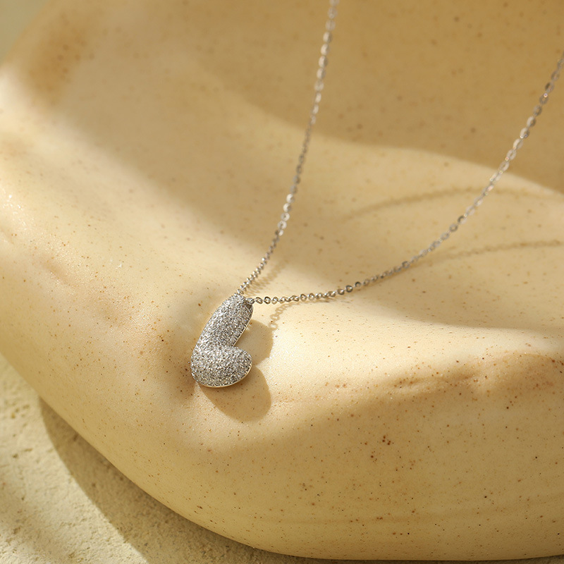 Customized S925 Silver Bubble Letter Pendant Necklace