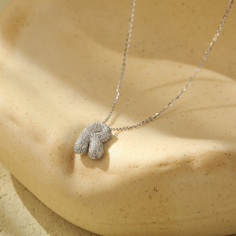 Customized S925 Silver Bubble Letter Pendant Necklace