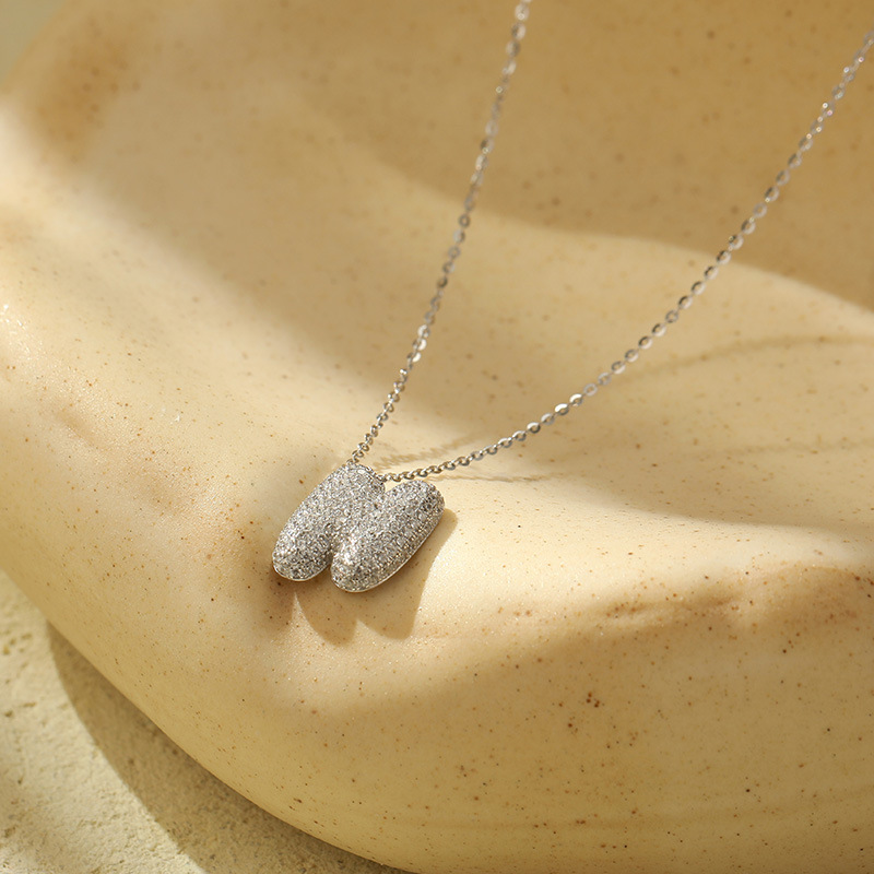 Customized S925 Silver Bubble Letter Pendant Necklace