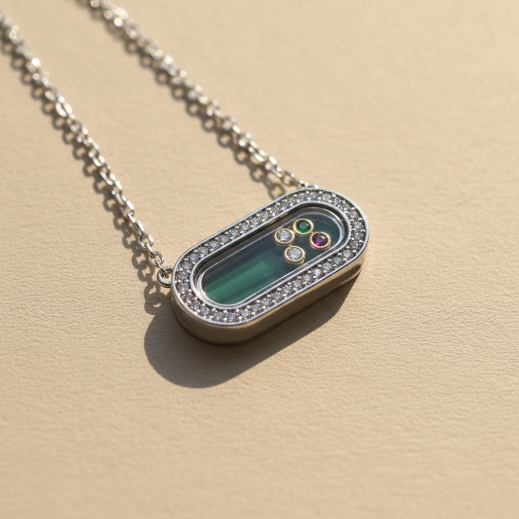 Personalized S925 Silver Malachite & Multi-Gem Oval Pendant Necklace with Engraving Name/Date Personalized S925 Silver Malachite & Multi-Gem Oval Pendant Necklace with Engraving Name/Date