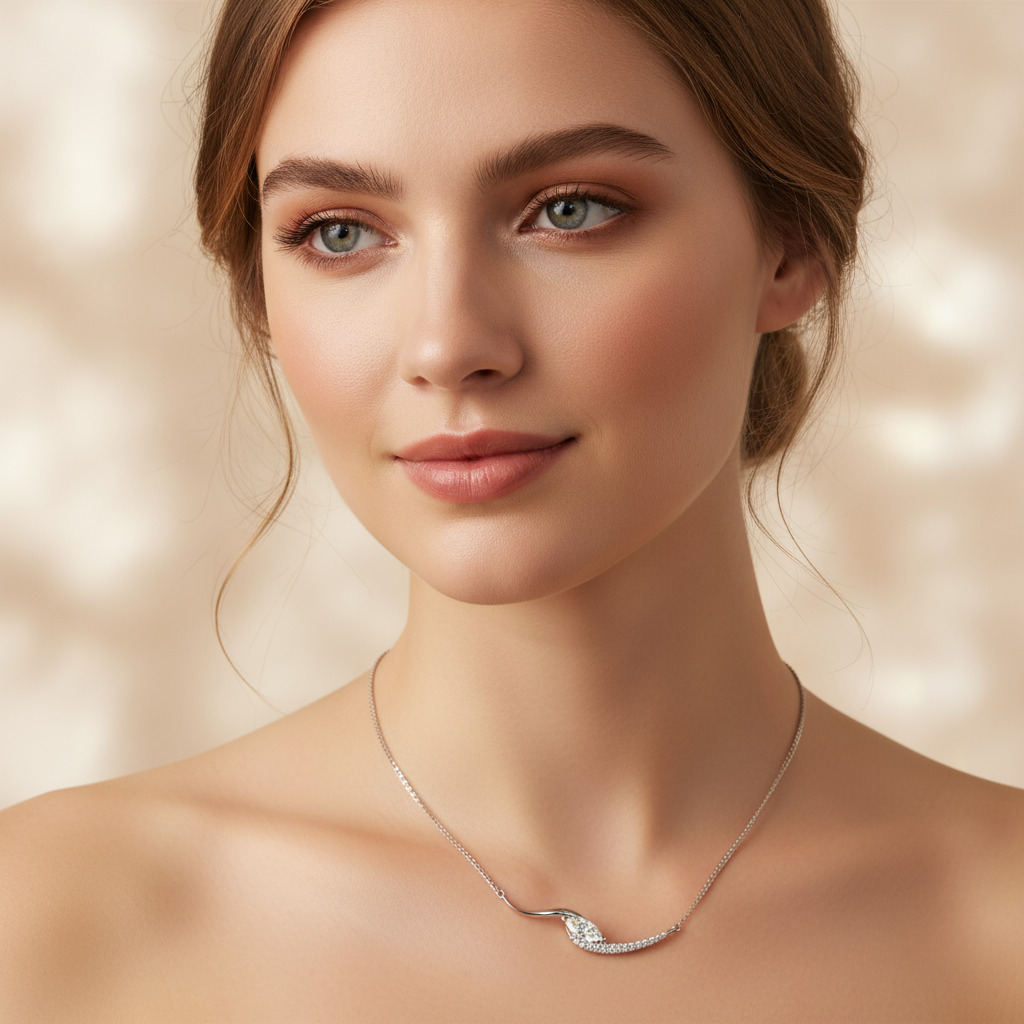 Marquise Cut VVS Moissanite Wave Pendant Necklace