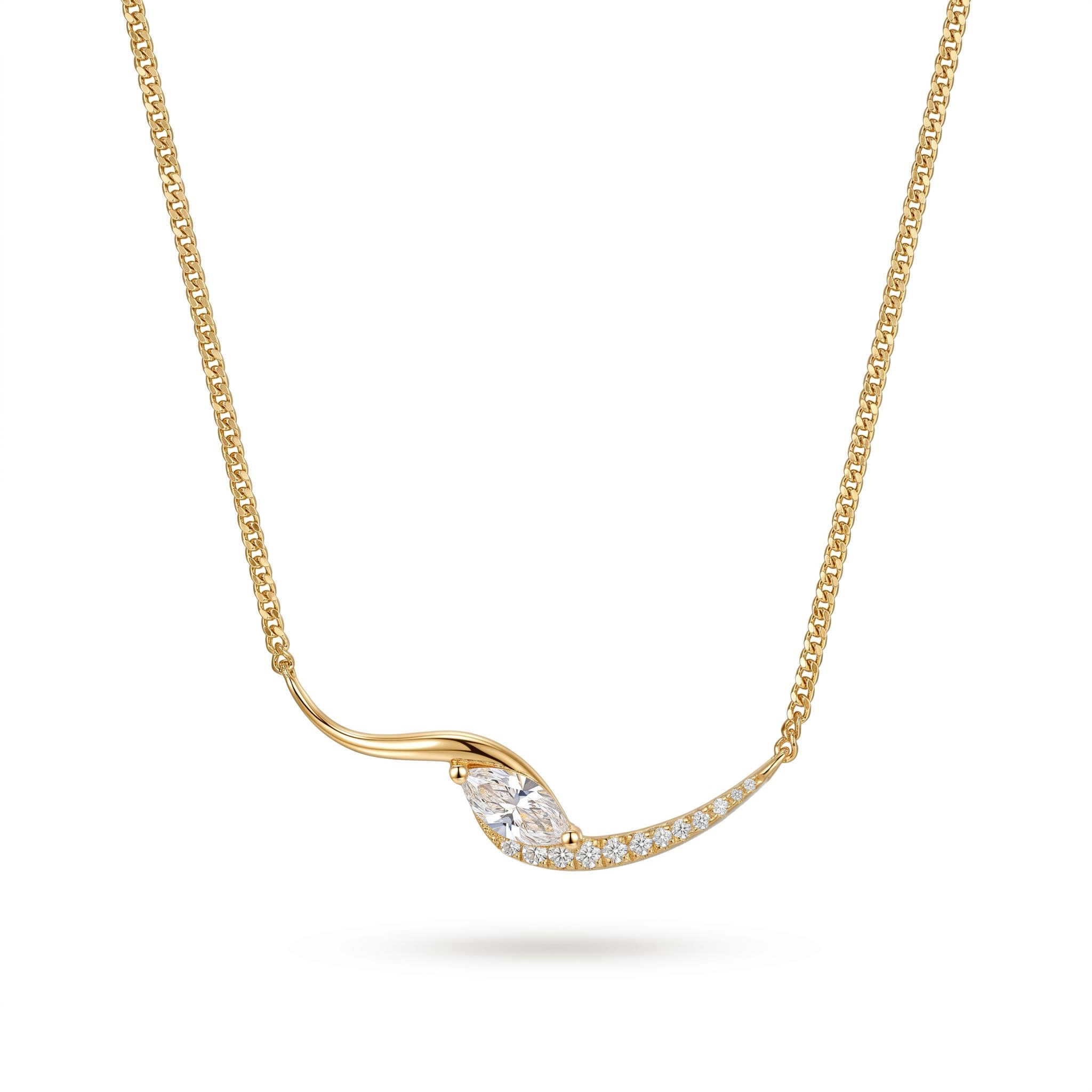 Marquise Cut VVS Moissanite Wave Pendant Necklace