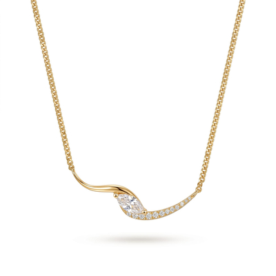 Marquise Cut VVS Moissanite Wave Pendant Necklace