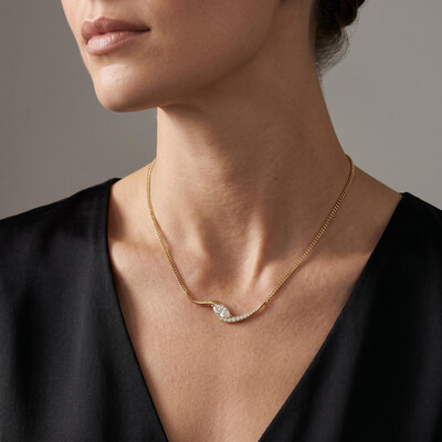 Marquise Cut VVS Moissanite Wave Pendant Necklace