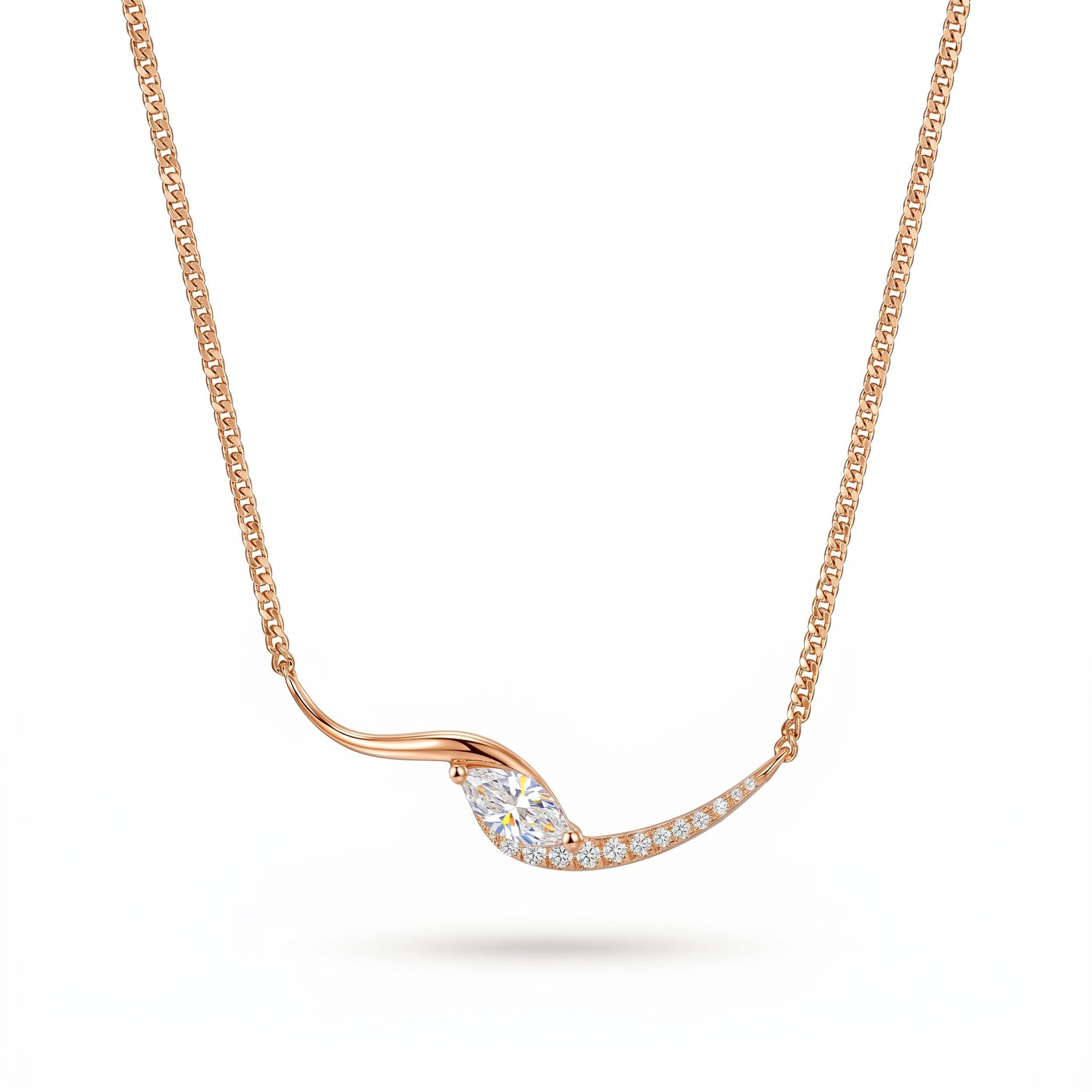 Marquise Cut VVS Moissanite Wave Pendant Necklace