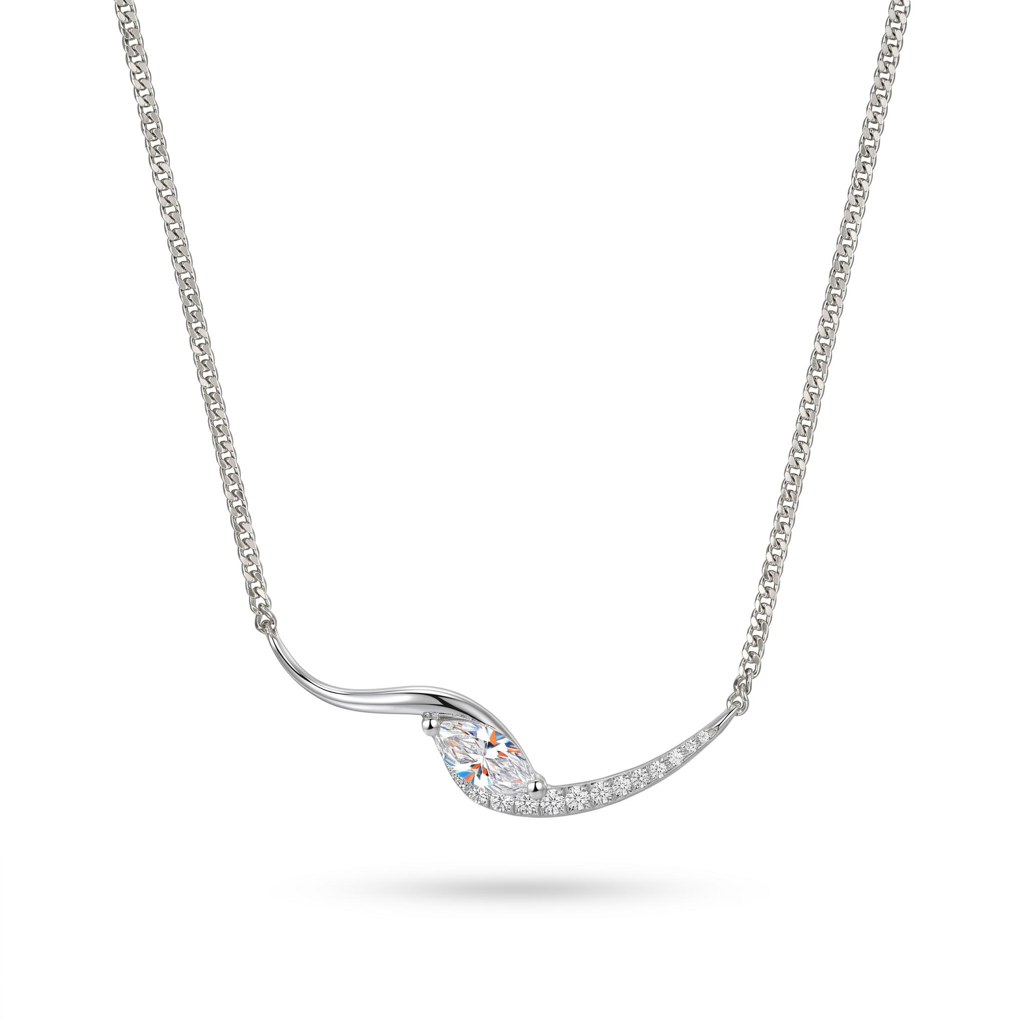 Marquise Cut VVS Moissanite Wave Pendant Necklace