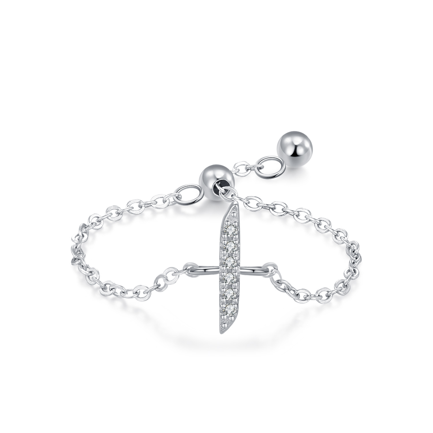 Customized S925 Silver Arabic Alphabet Pull-out Chain Ring