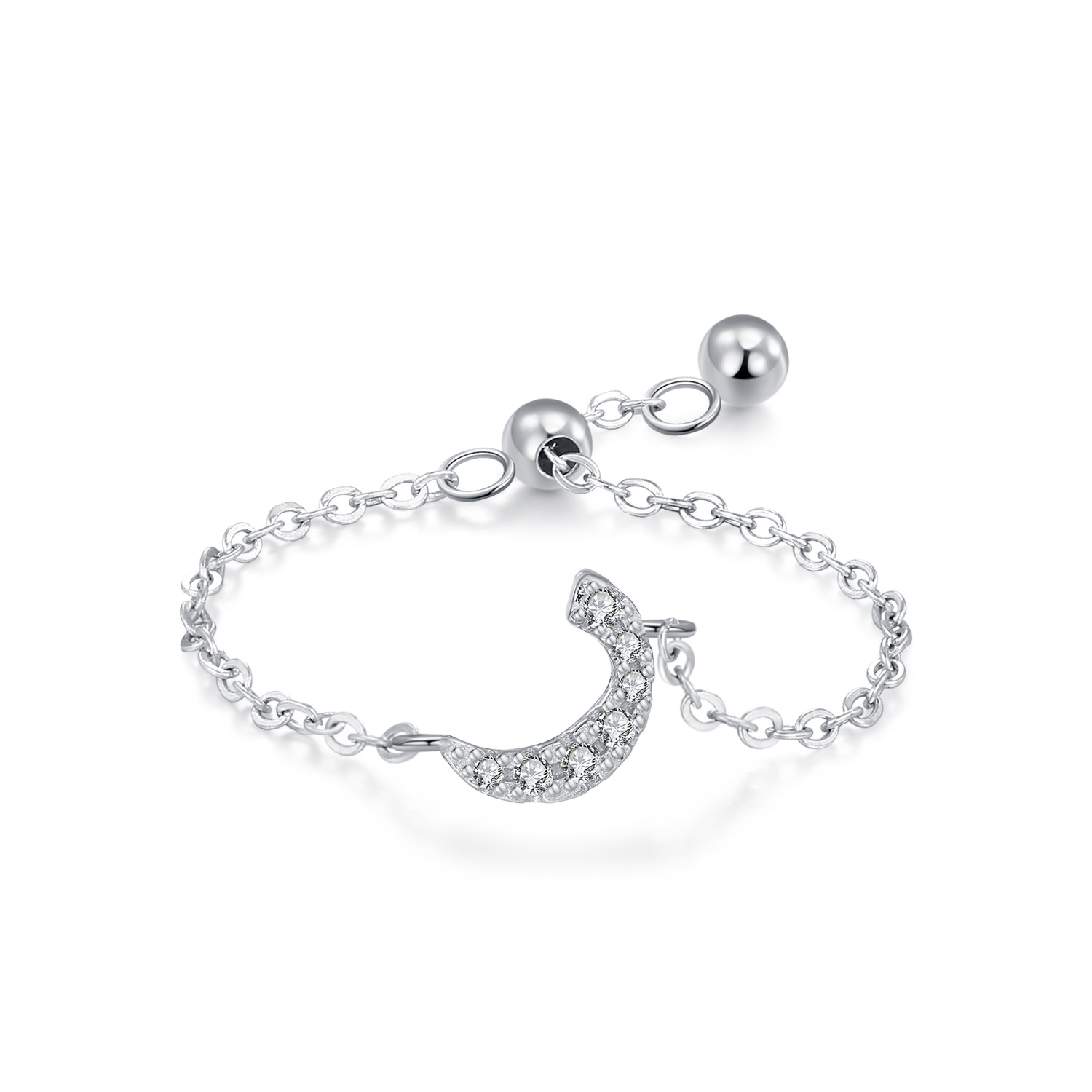 Customized S925 Silver Arabic Alphabet Pull-out Chain Ring