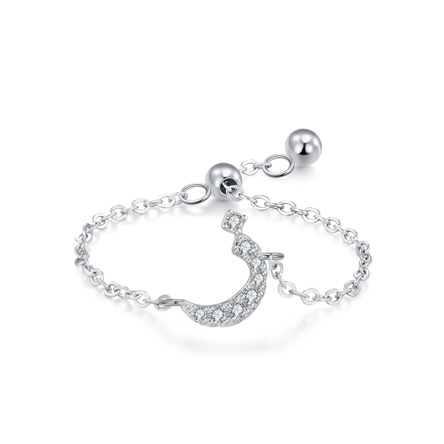 Customized S925 Silver Arabic Alphabet Pull-out Chain Ring