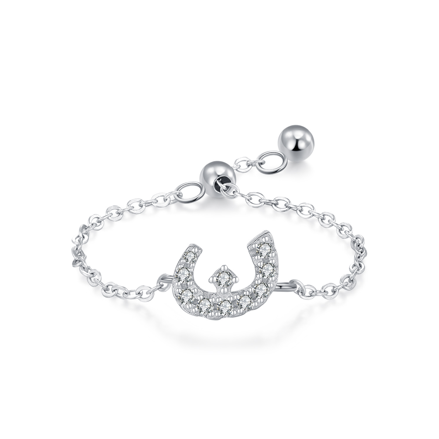 Customized S925 Silver Arabic Alphabet Pull-out Chain Ring