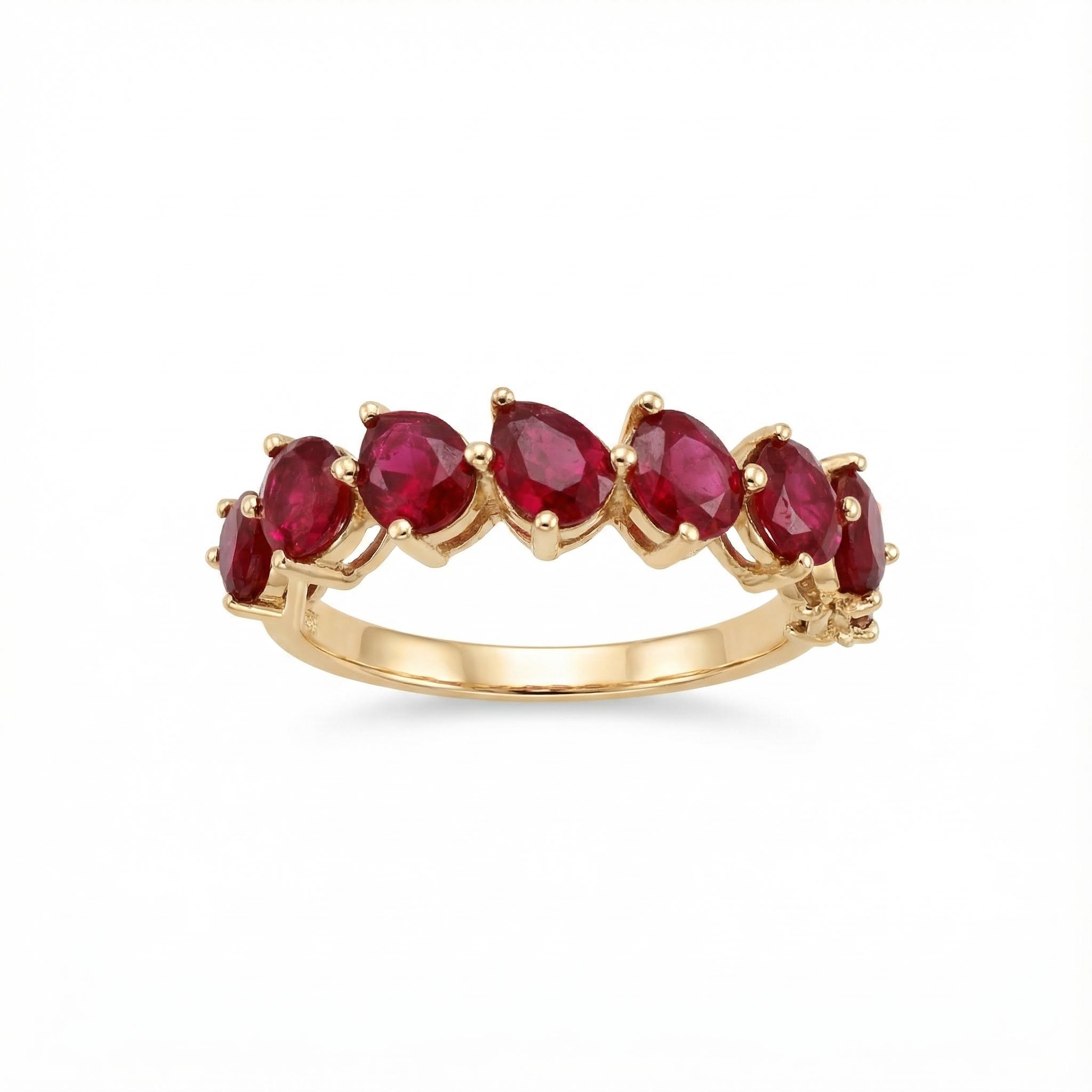 S925 Silver Pear Cut Ruby Eternity Band