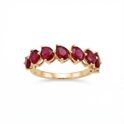 S925 Silver Pear Cut Ruby Eternity Band