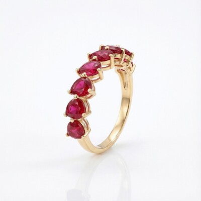 S925 Silver Pear Cut Ruby Eternity Band