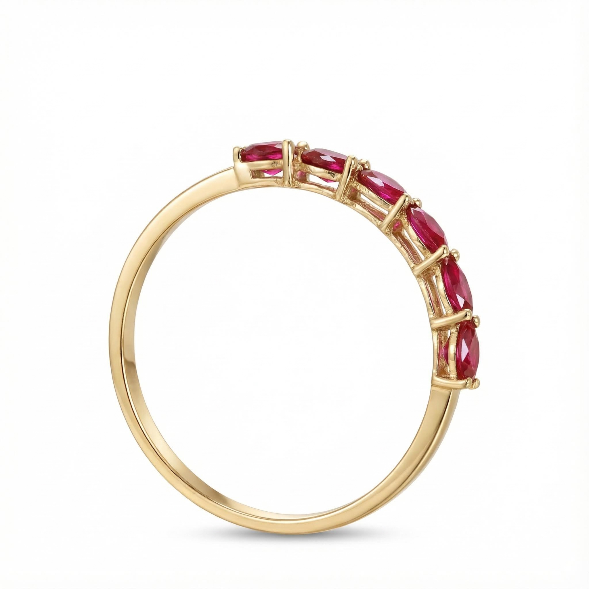 S925 Silver Pear Cut Ruby Eternity Band