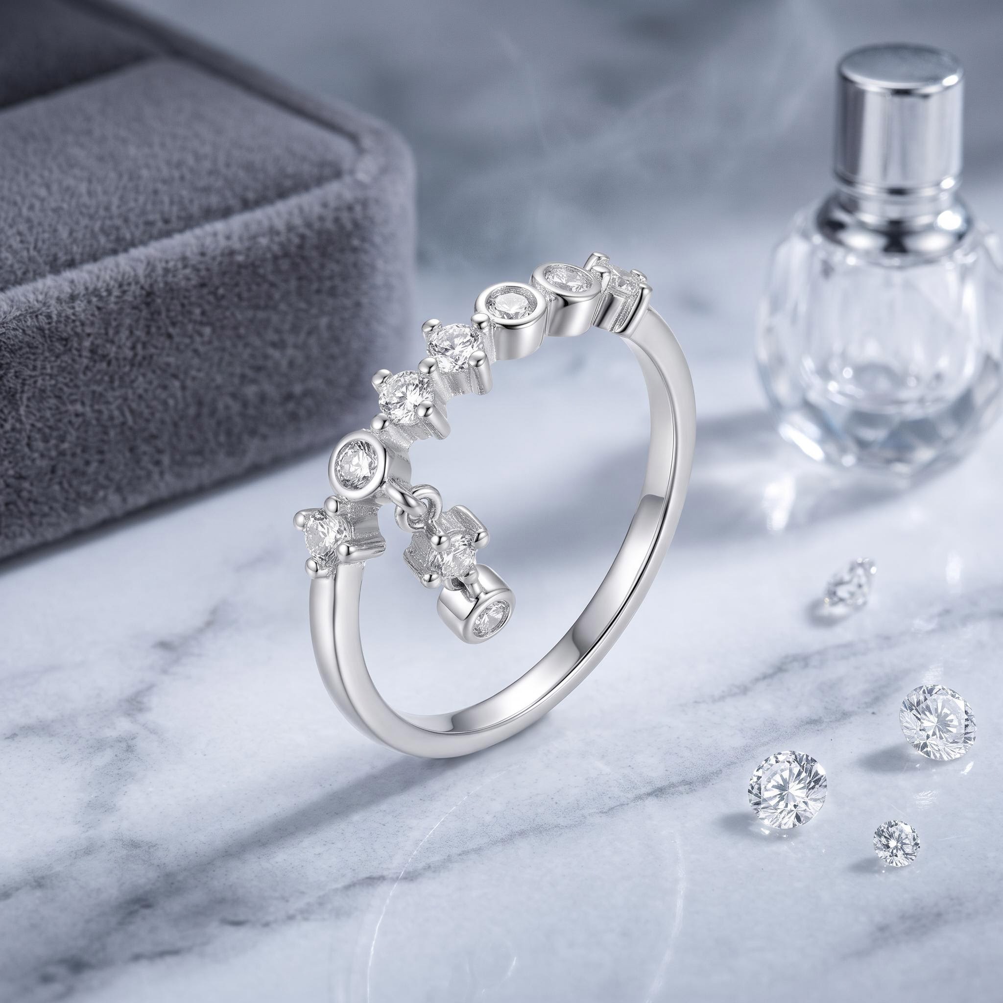 S925 Silver Shiny Round Pendant Ring for Women S925 Silver Shiny Round Pendant Ring for Women