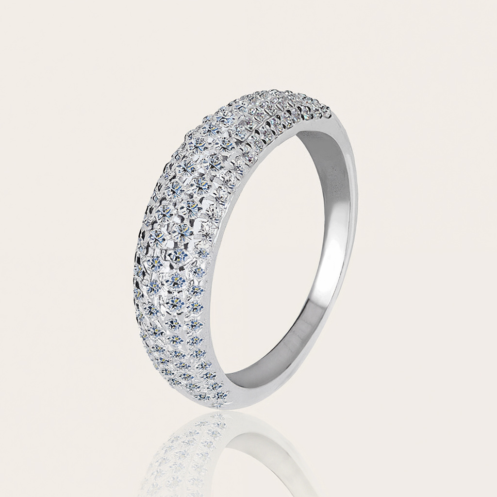 VVS Moissanite S925 Silver Round Cut Pave Wedding Band