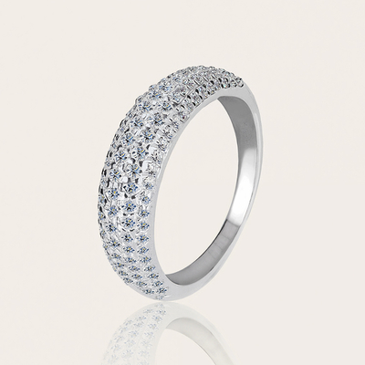 VVS Moissanite S925 Silver Round Cut Pave Wedding Band