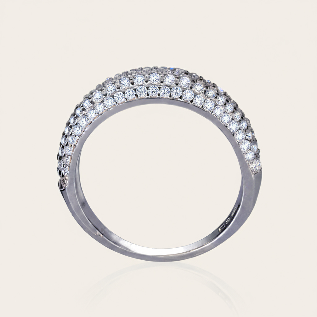 VVS Moissanite S925 Silver Round Cut Pave Wedding Band