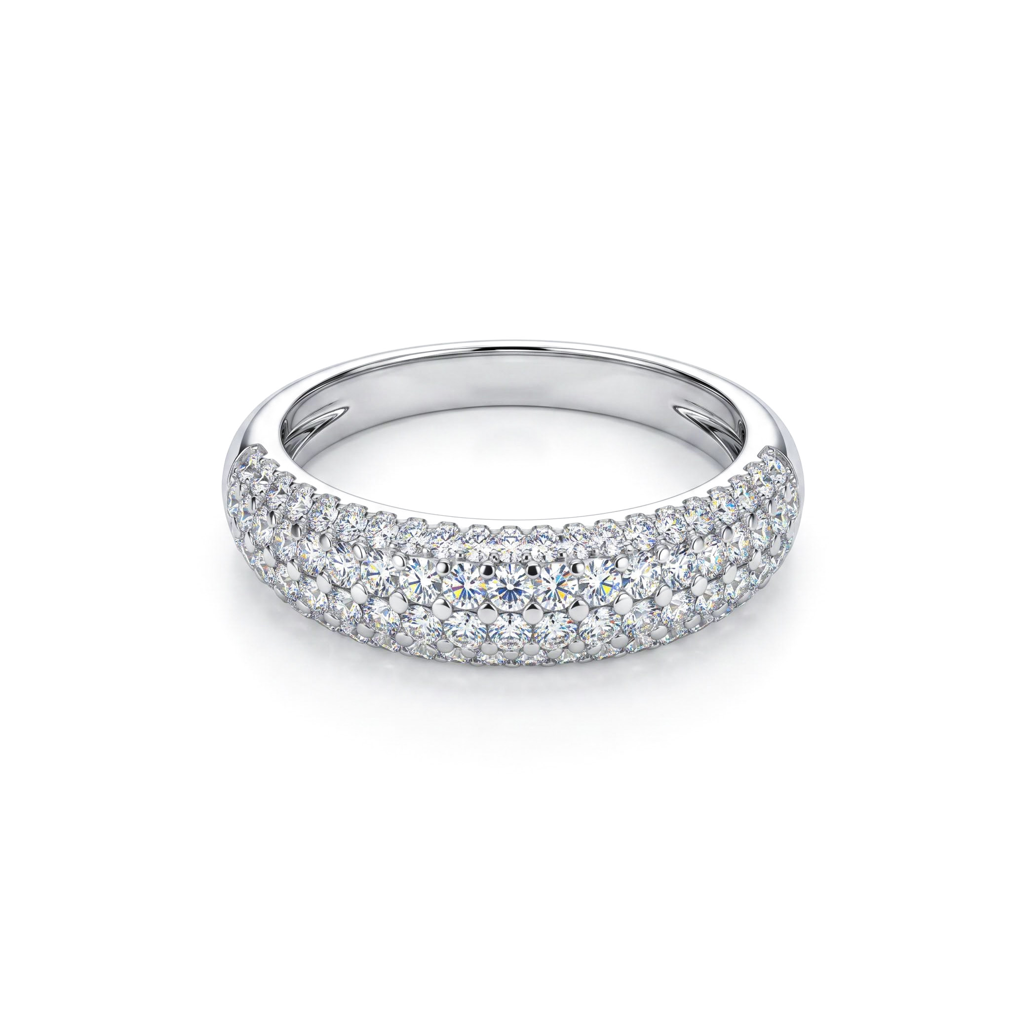 VVS Moissanite S925 Silver Round Cut Pave Wedding Band VVS Moissanite S925 Silver Round Cut Pave Wedding Band