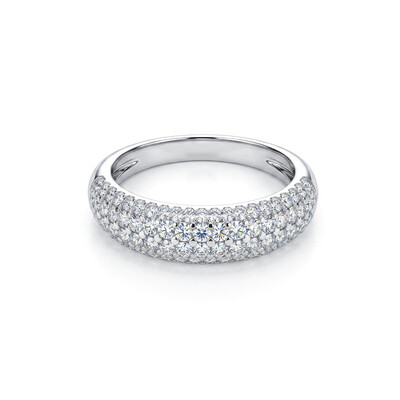 VVS Moissanite S925 Silver Round Cut Pave Wedding Band