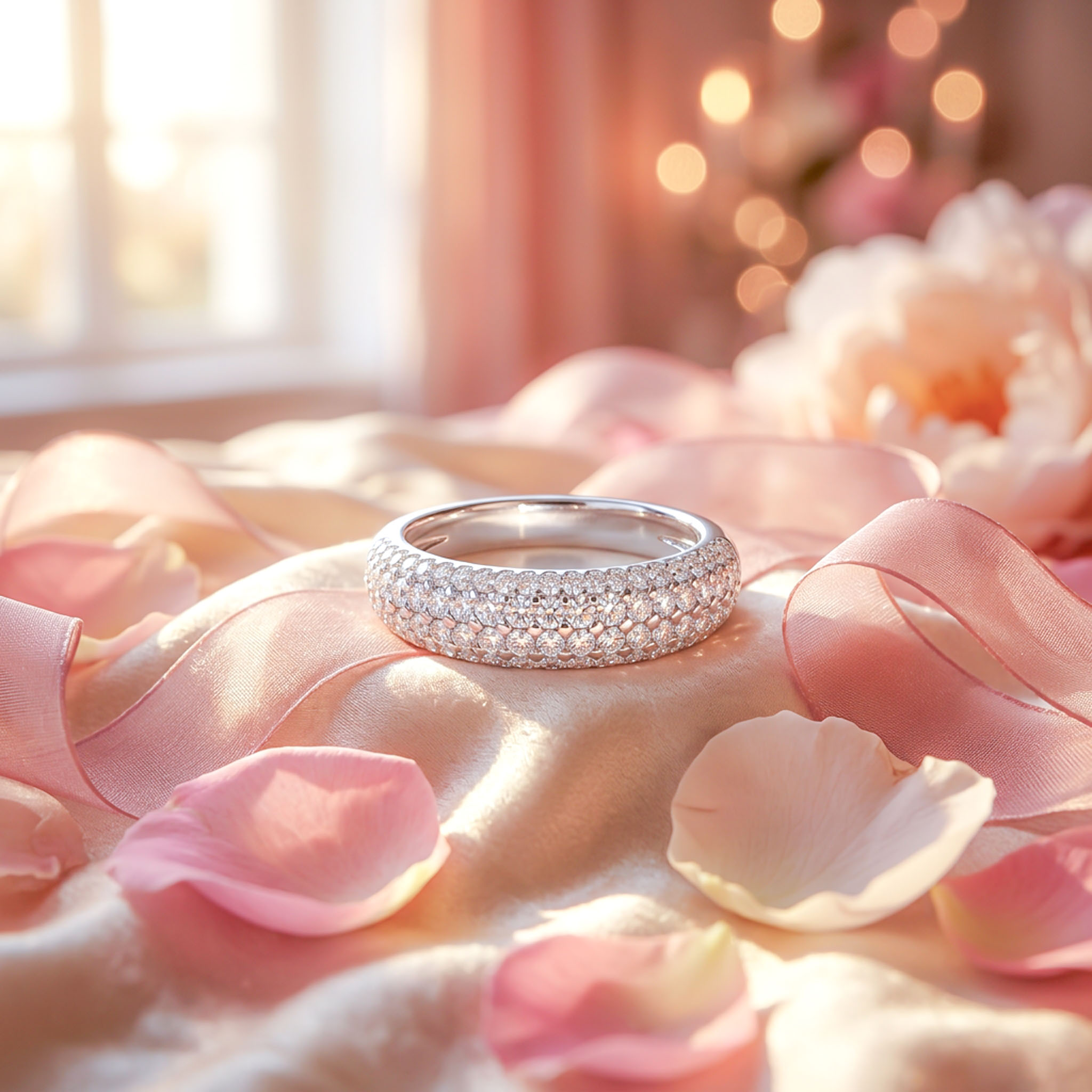 VVS Moissanite S925 Silver Round Cut Pave Wedding Band VVS Moissanite S925 Silver Round Cut Pave Wedding Band
