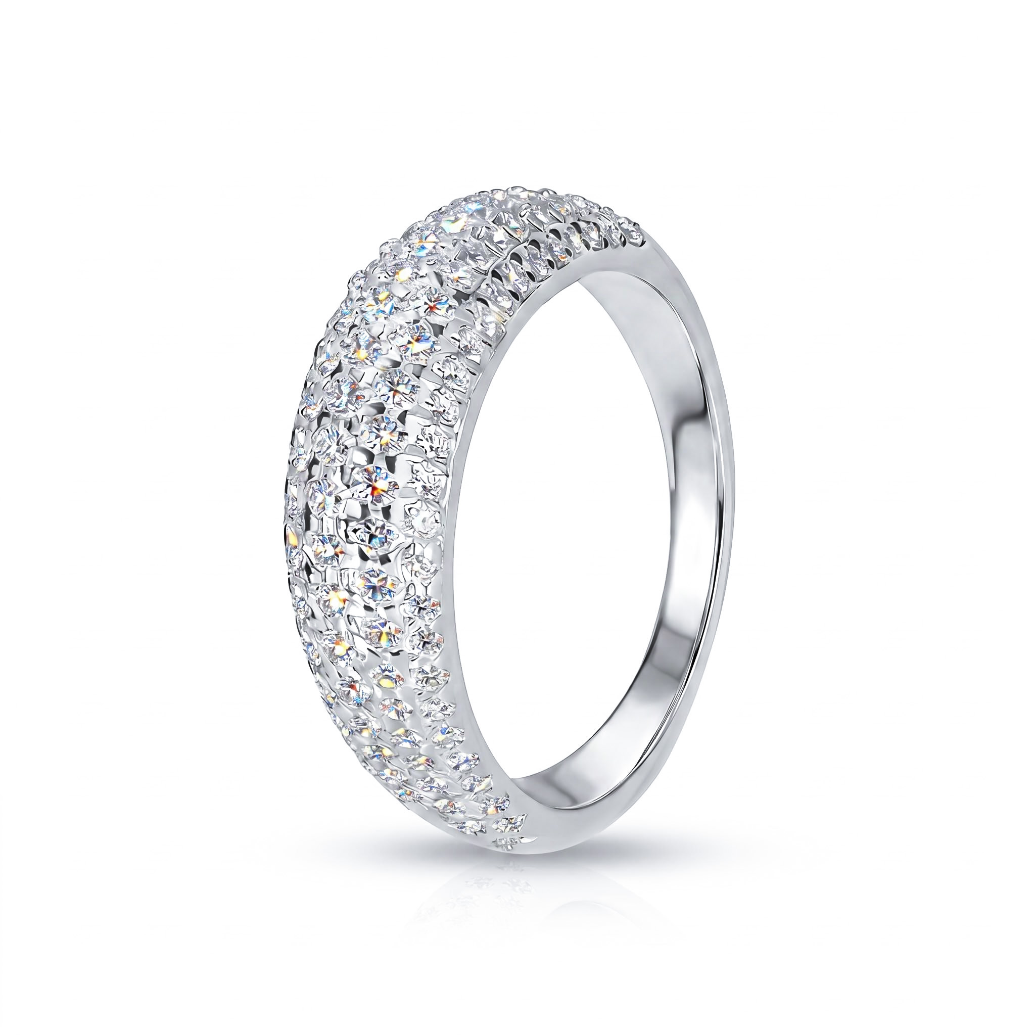 VVS Moissanite S925 Silver Round Cut Pave Wedding Band VVS Moissanite S925 Silver Round Cut Pave Wedding Band