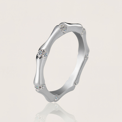 VVS Moissanite S925 Silver Bamboo-Inspired Wedding Band