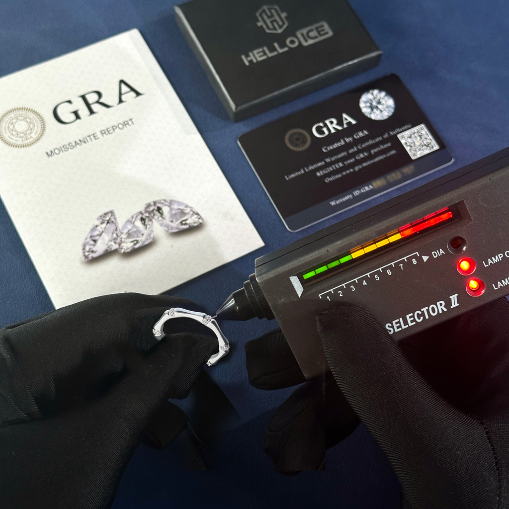 VVS Moissanite S925 Silver Bamboo-Inspired Wedding Band