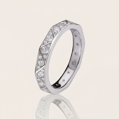 VVS Moissanite S925 Silver Geometric Pave Wedding Band
