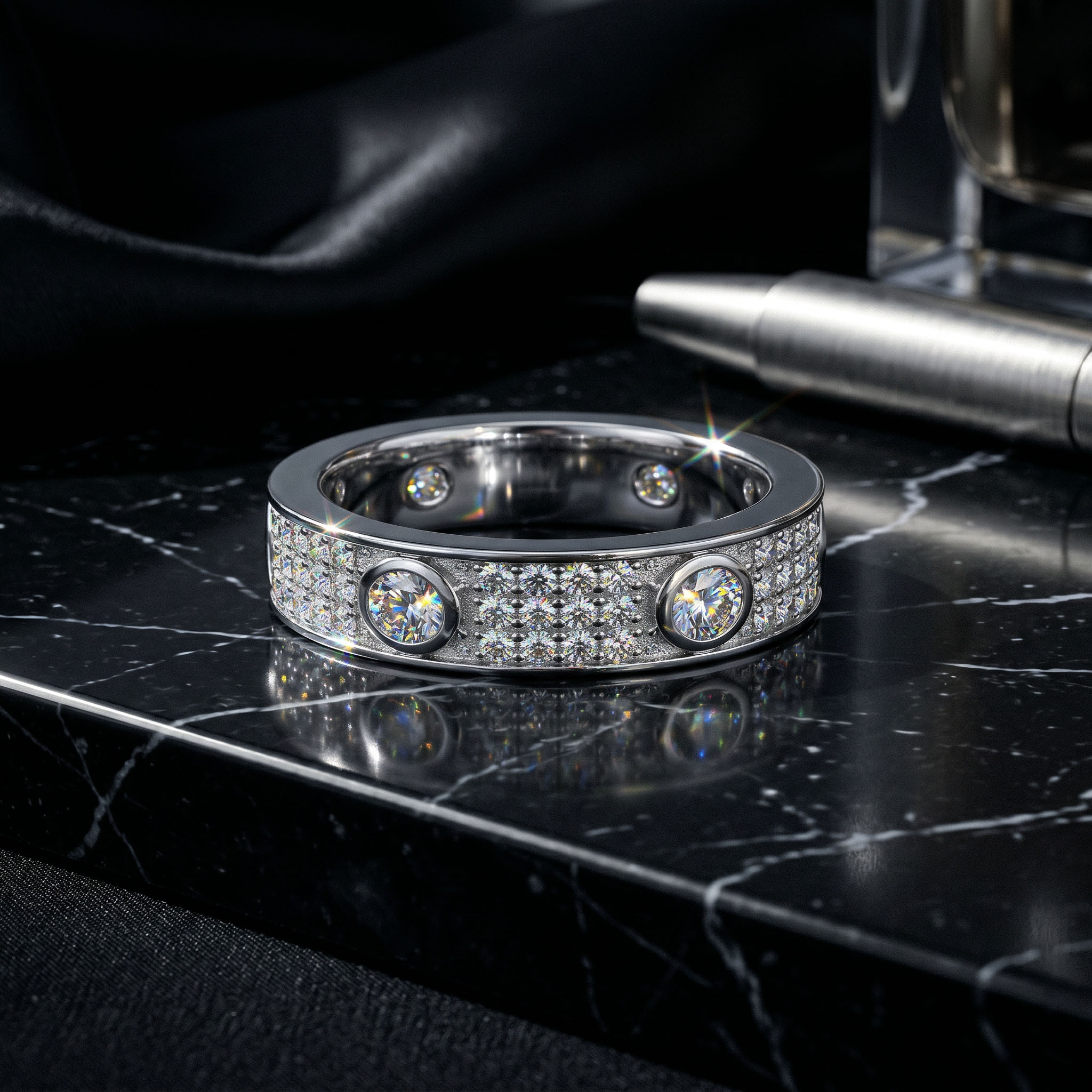 VVS Moissanite S925 Silver Full Diamond Wedding Band