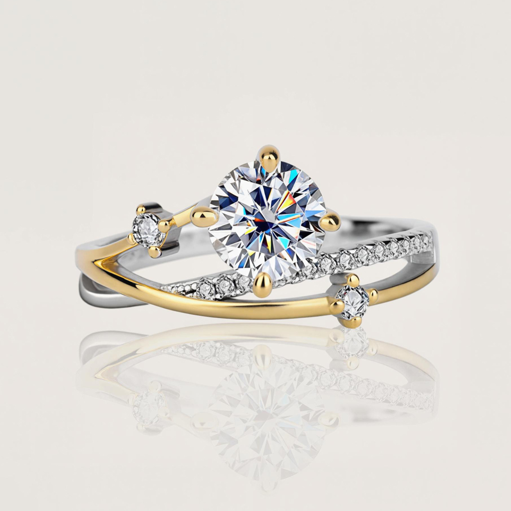 VVS Moissanite S925 Silver Two-tone Meteorite Track Ring