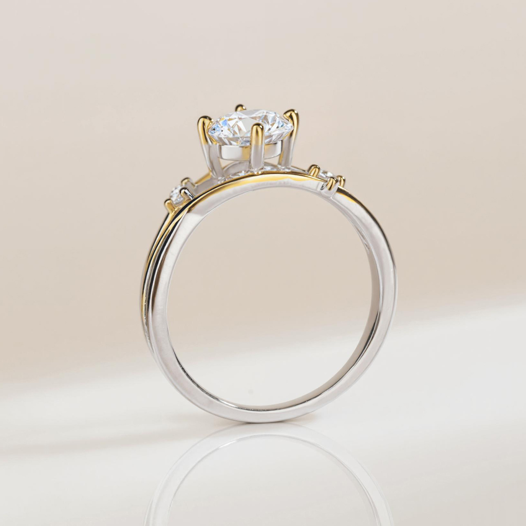 VVS Moissanite S925 Silver Two-tone Meteorite Track Ring