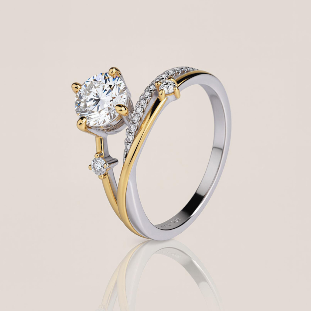 VVS Moissanite S925 Silver Two-tone Meteorite Track Ring