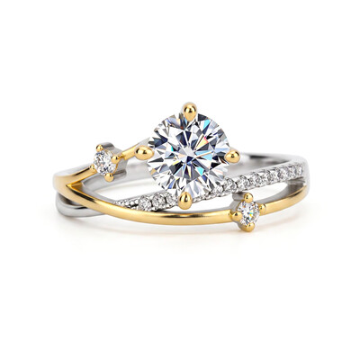 VVS Moissanite S925 Silver Two-tone Meteorite Track Ring