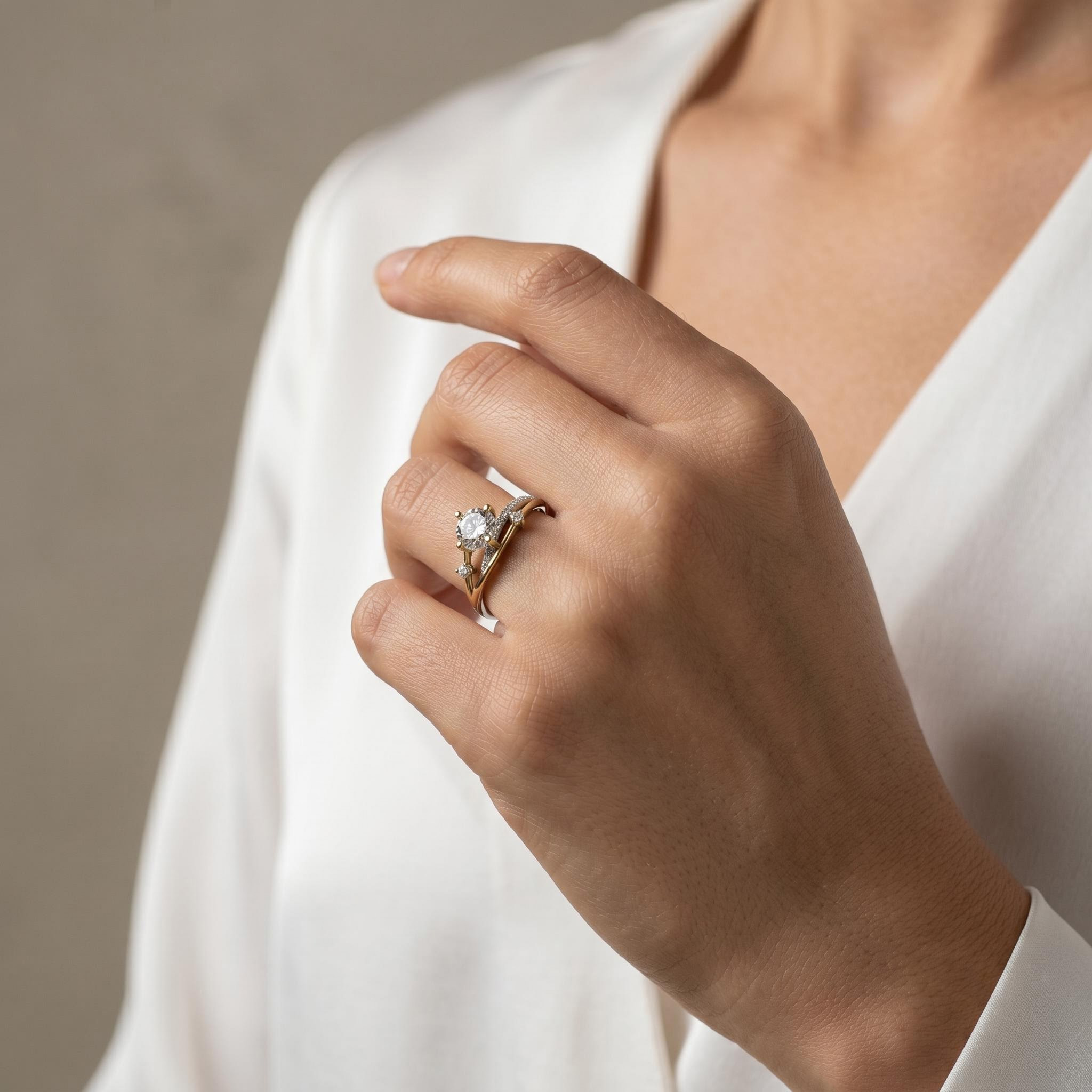 VVS Moissanite S925 Silver Two-tone Meteorite Track Ring