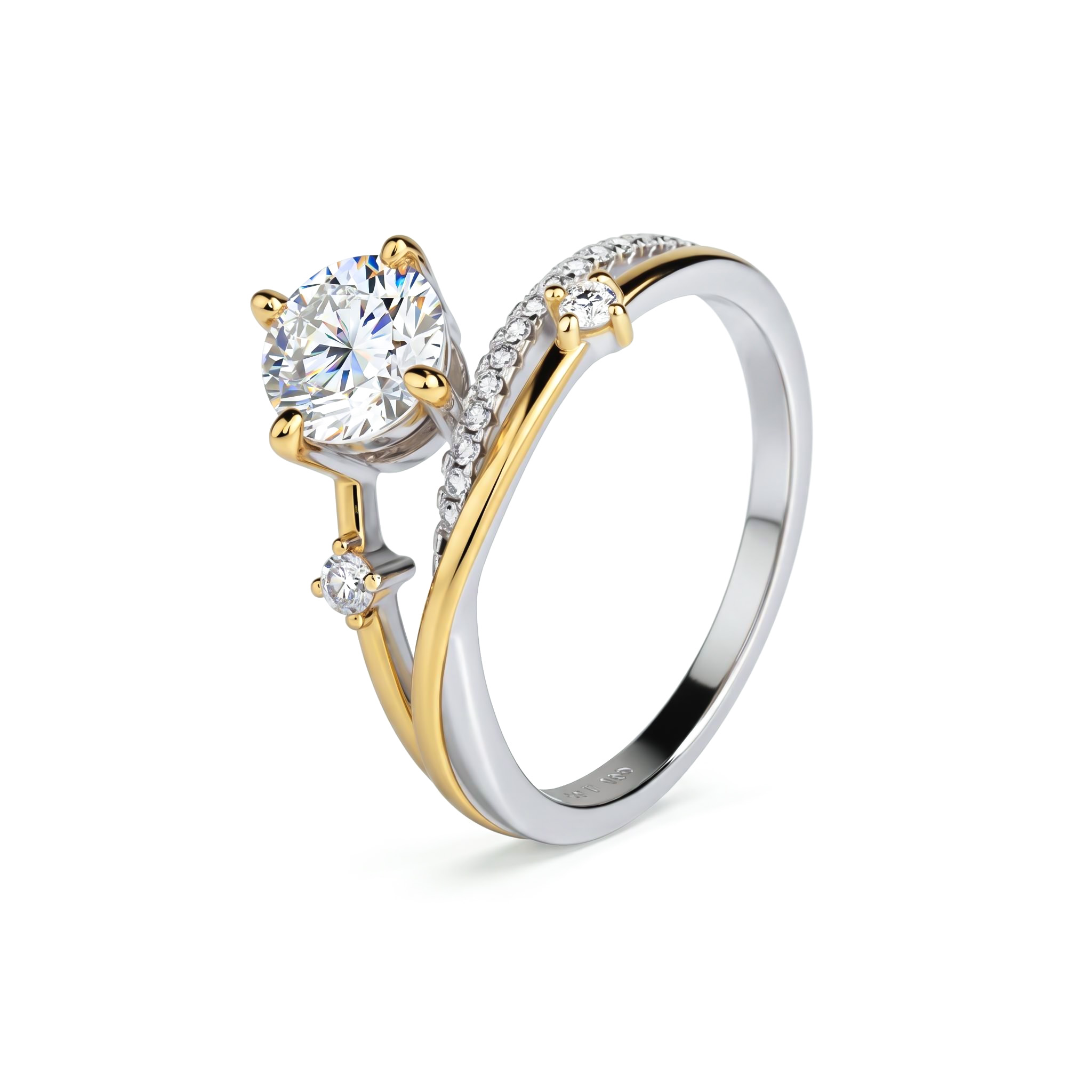 VVS Moissanite S925 Silver Two-tone Meteorite Track Ring