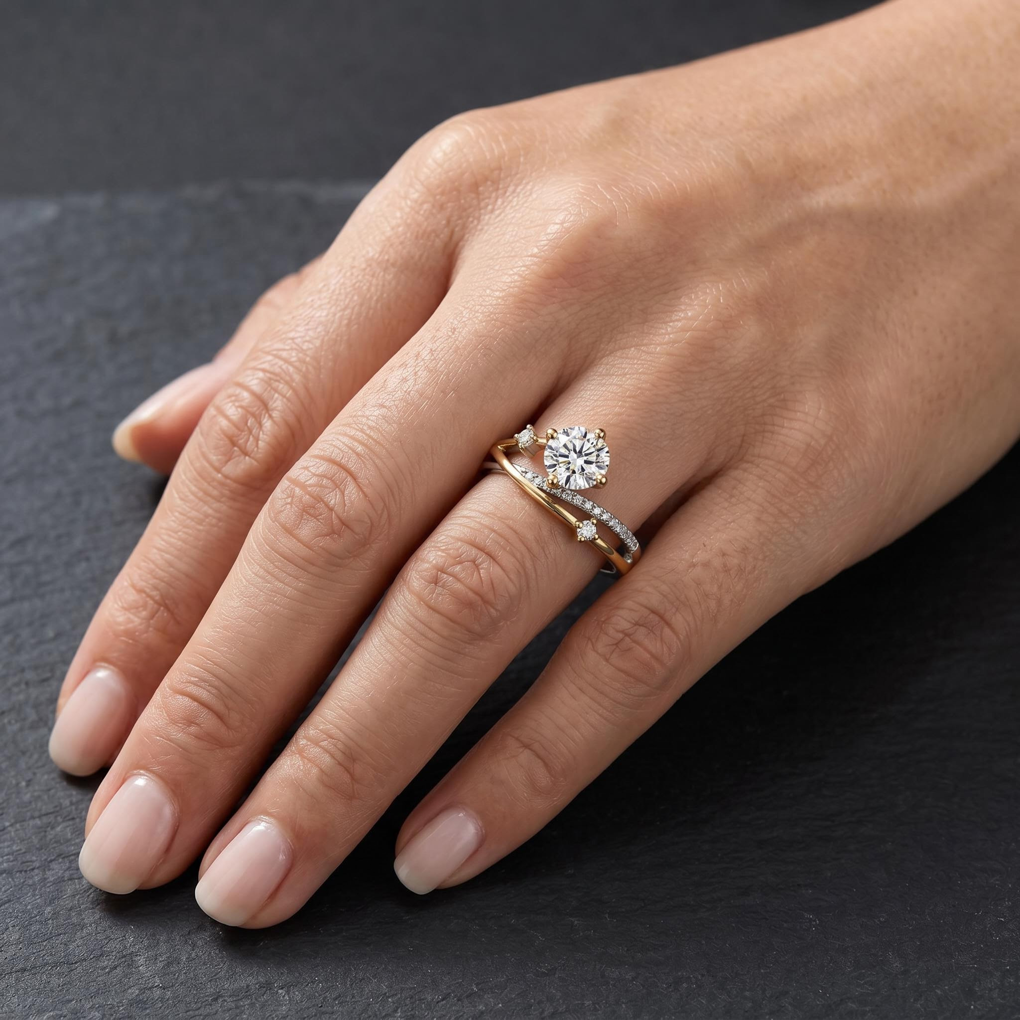 VVS Moissanite S925 Silver Two-tone Meteorite Track Ring