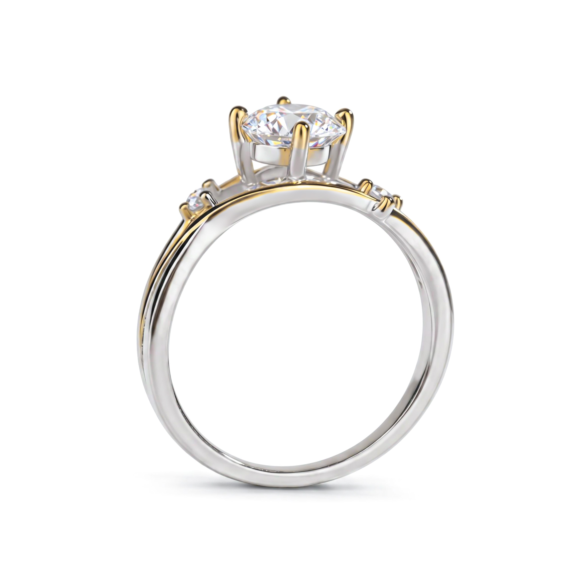 VVS Moissanite S925 Silver Two-tone Meteorite Track Ring